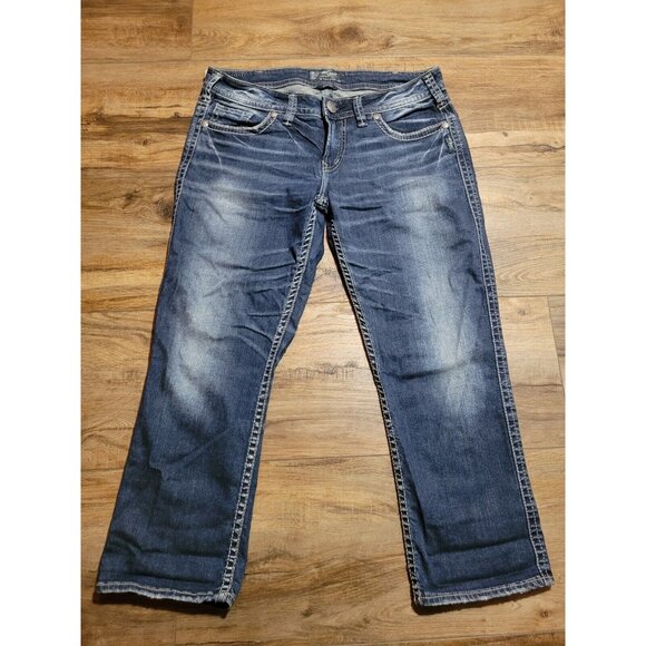 Silver Aiko  Capri Light Wash Denim Blue jeans low rise size 30 - Picture 1 of 9